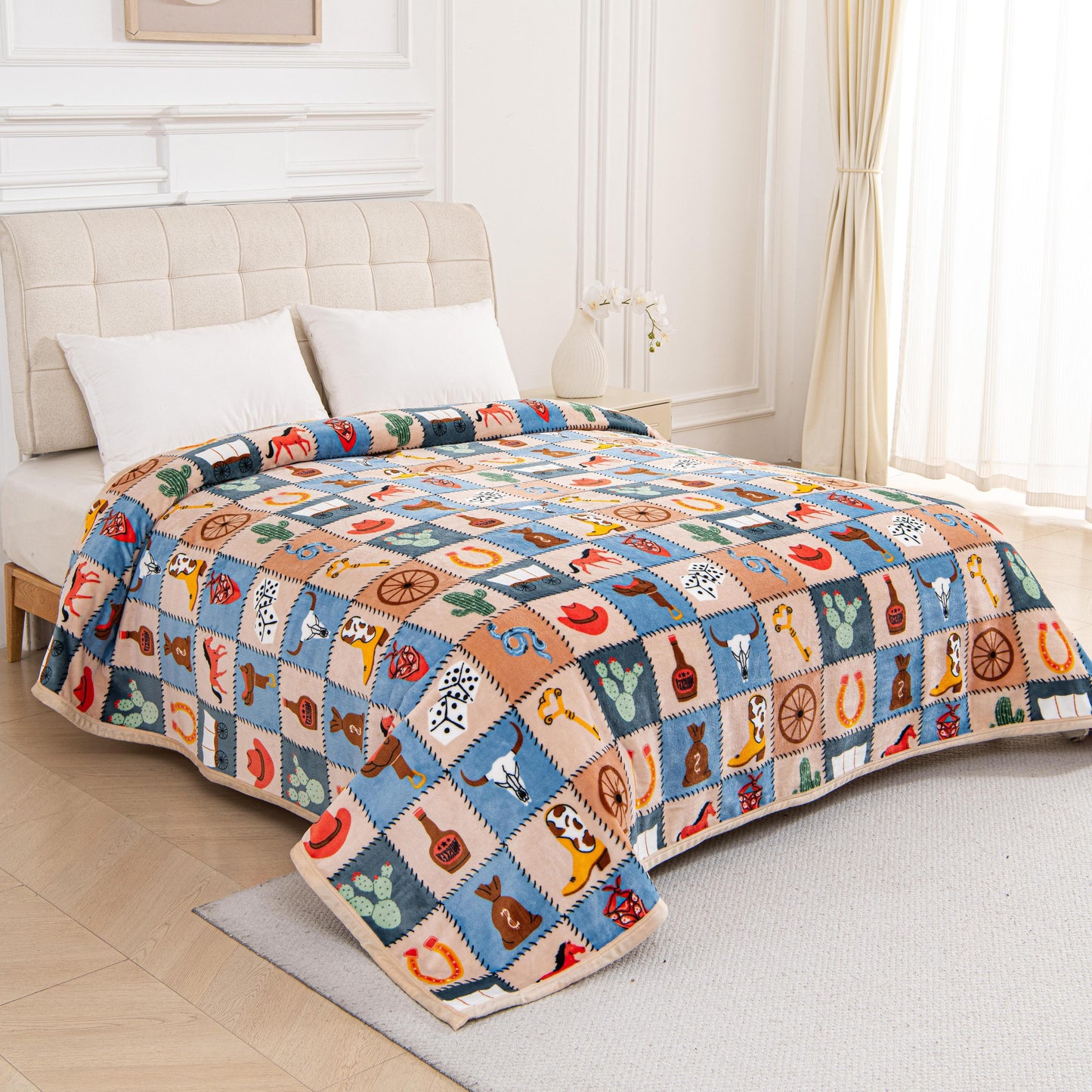 A51 - Western Checkered Flannel Blanket