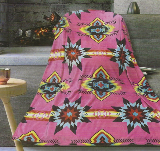 Pink Aztec Twin Flannel Blanket