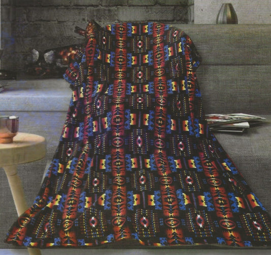 Black Aztec Twin Flannel Blanket