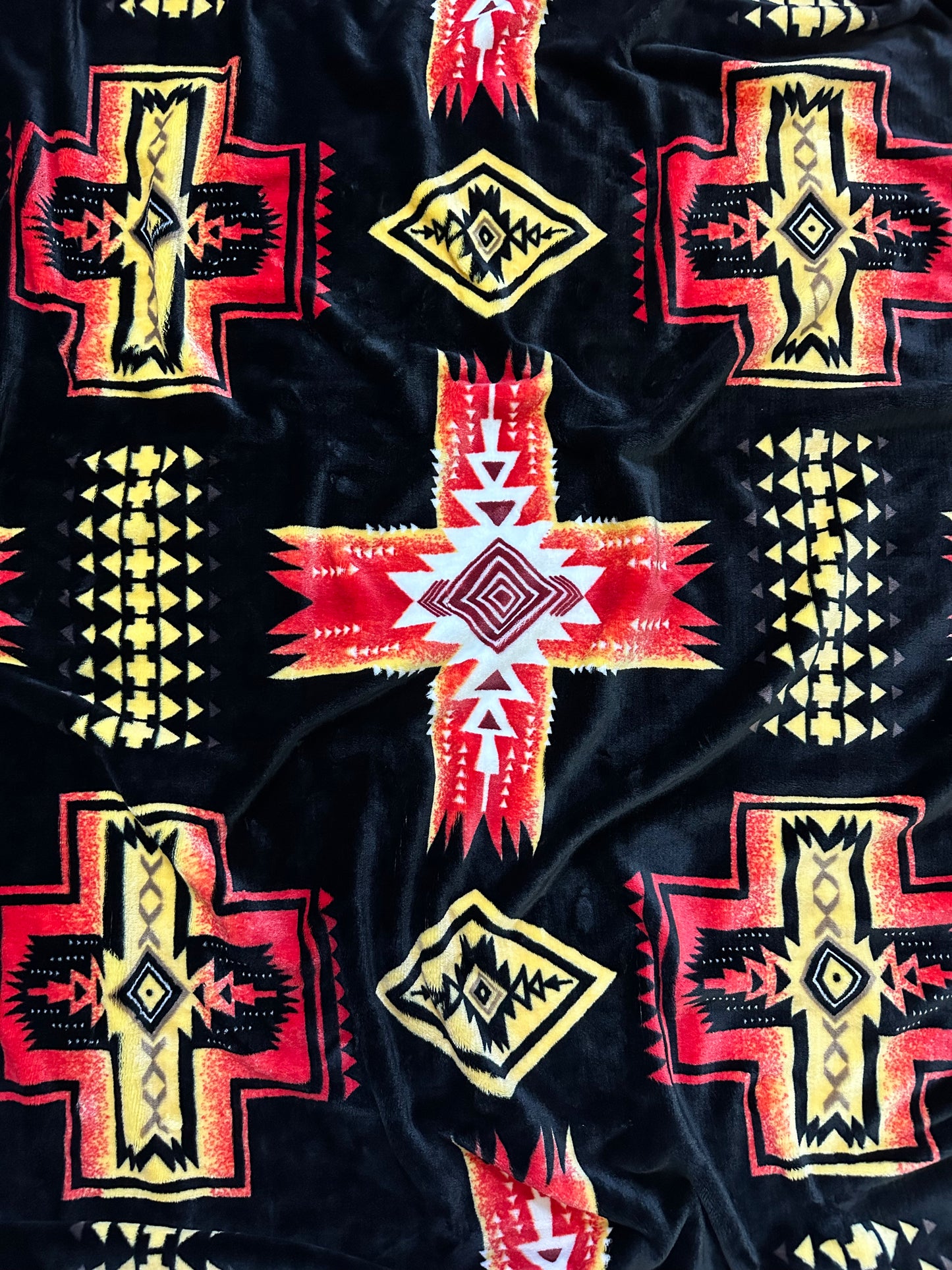 Red & Yellow Southwest Aztec Twin Flannel Blanket