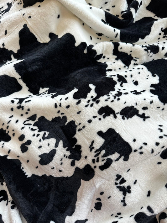 Black & White Cow Print Flannel Blanket
