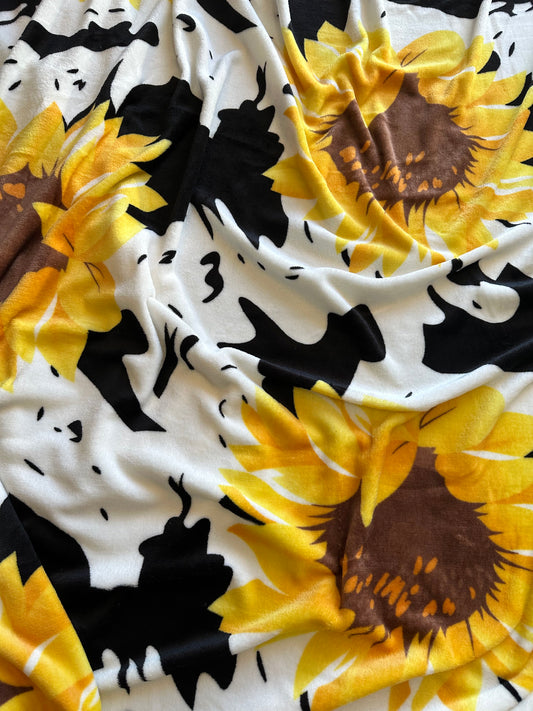 Sunflower Cow Print Blanket