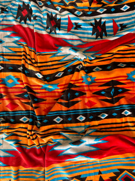 Orange Southwest Aztec Flannel Blanket