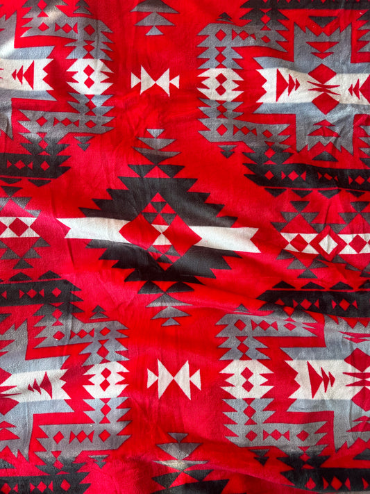 Red Southwest Aztec Flannel Blanket
