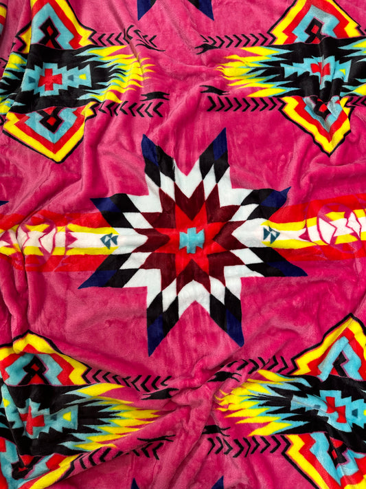 Pink Southwest Aztec Flannel Blanket