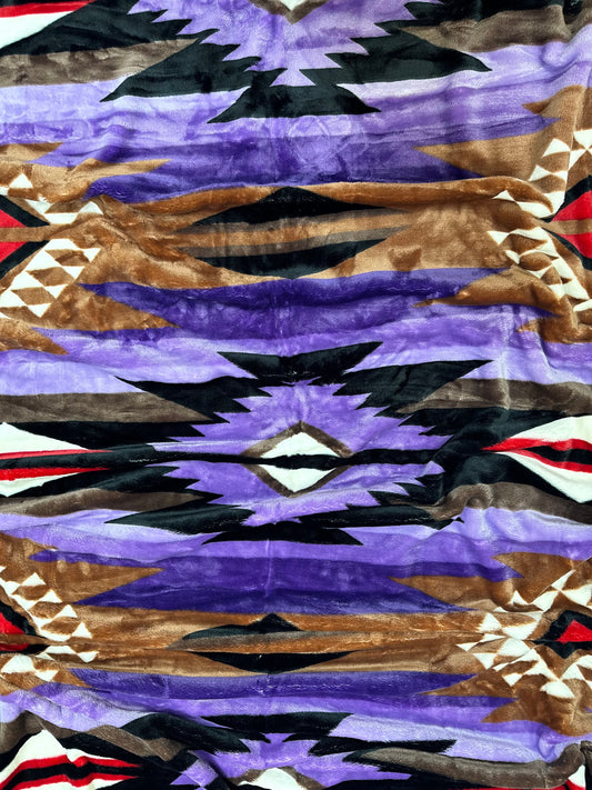 Purple Southwest Aztec Flannel Blanket