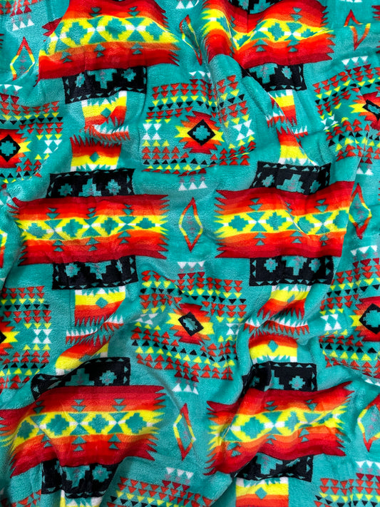 Neon Green Southwest Aztec Flannel Blanket