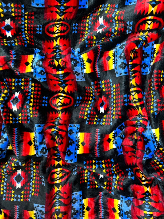 Black Southwest Aztec Flannel Blanket