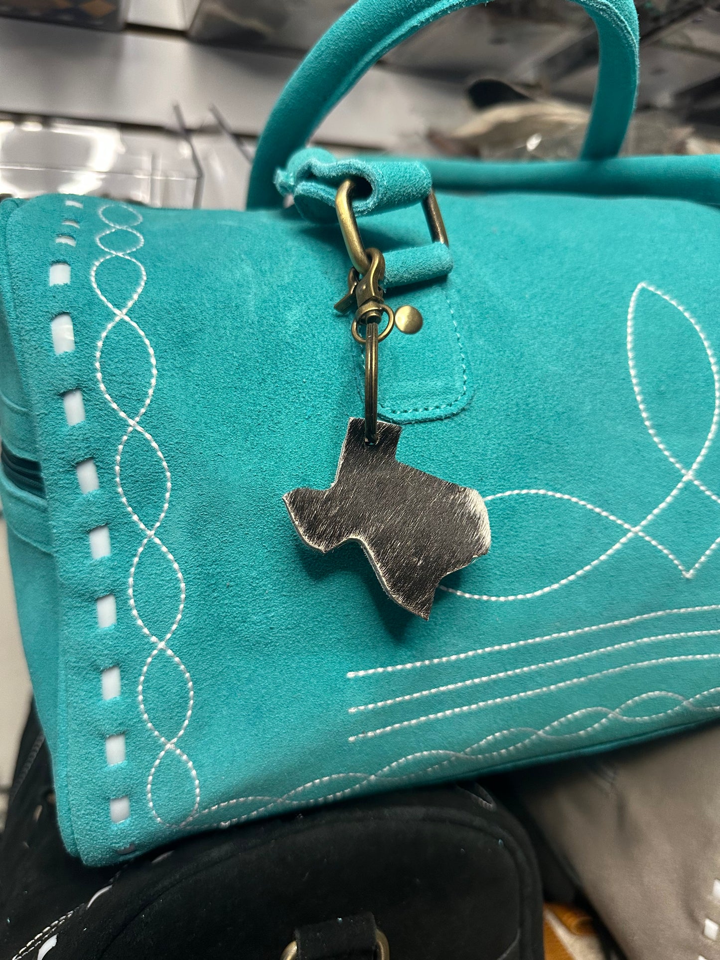 Genuine Cowhide Texas Keychain