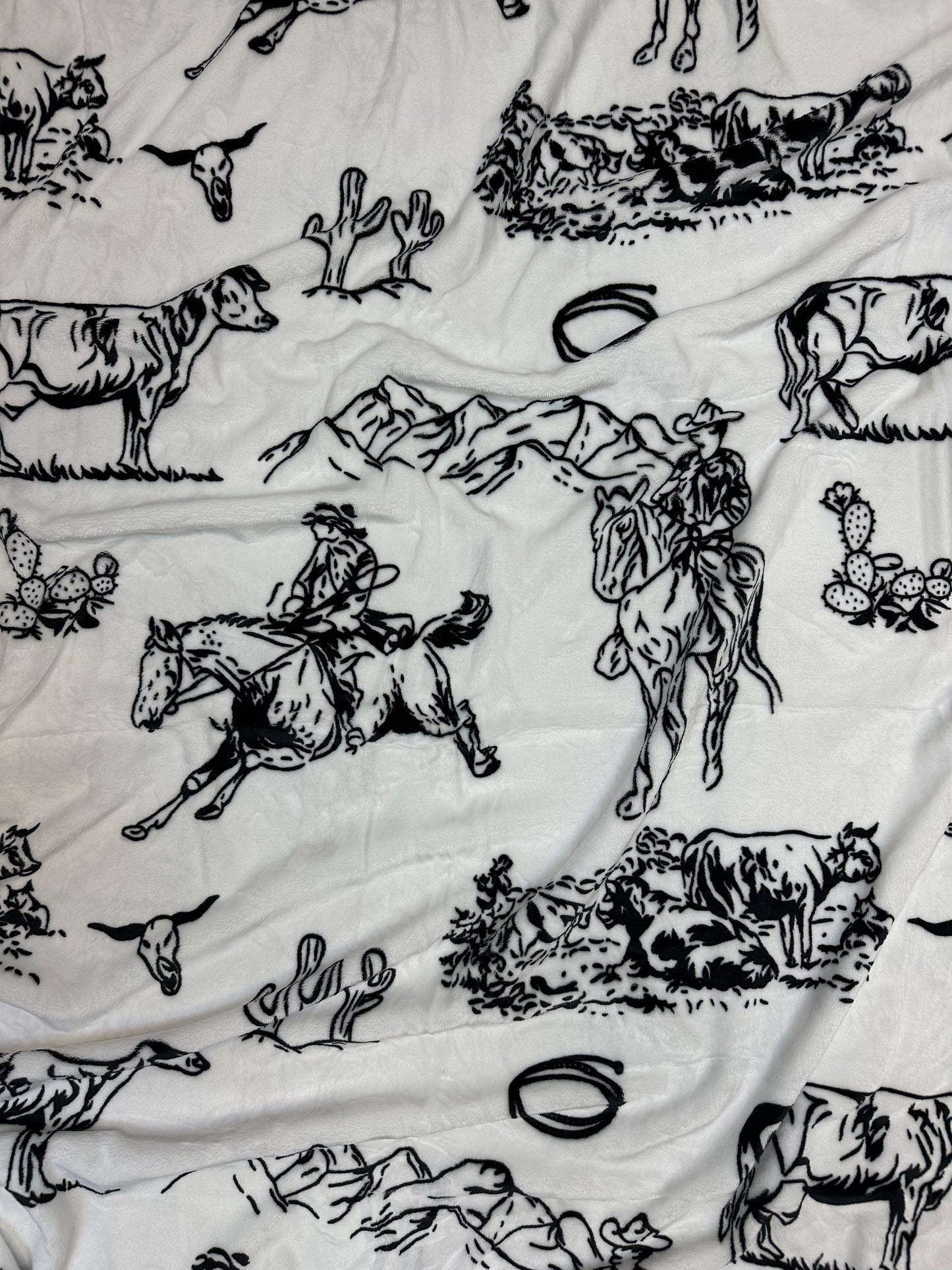 Black & White Cowboys Flannel Blanket