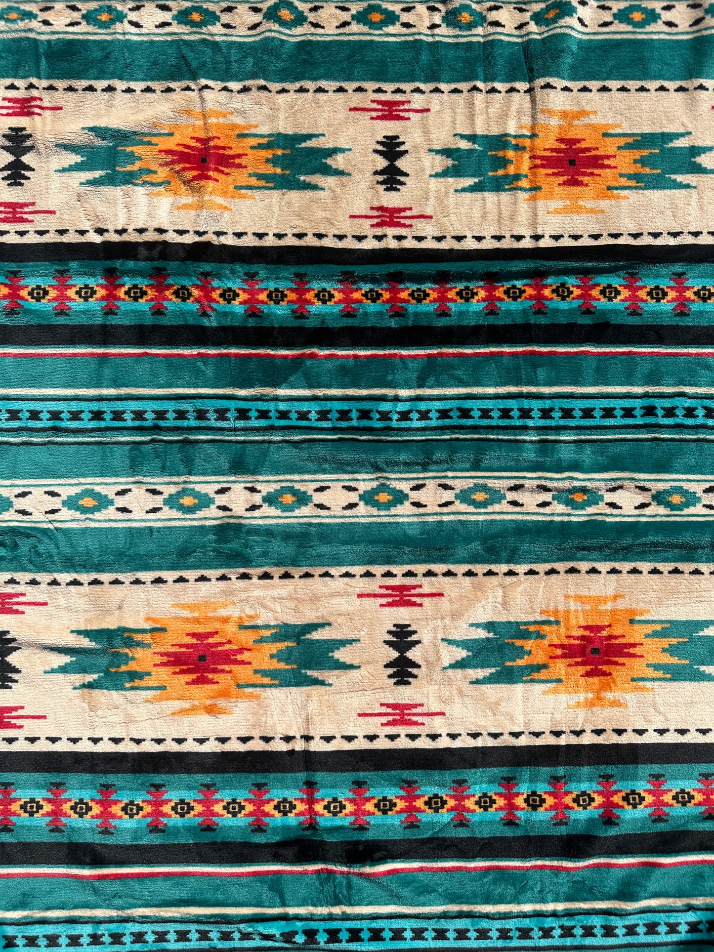 Green Southwest Aztec Flannel Blanket