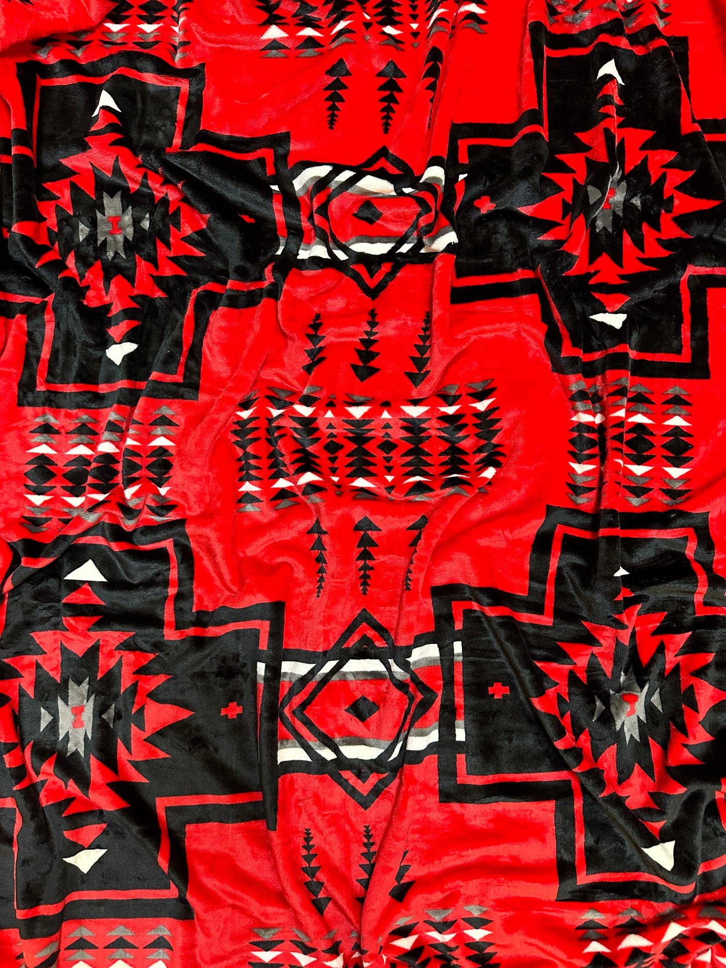Red Southwest Aztec Flannel Blanket