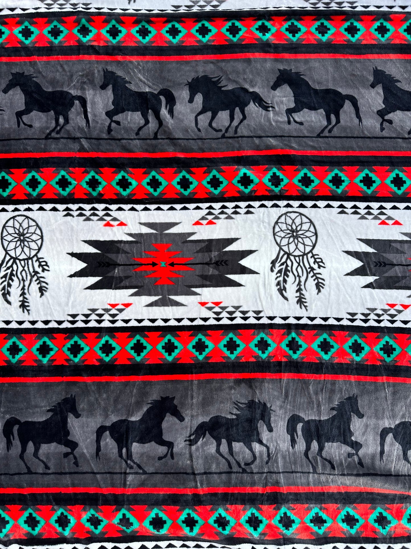 Gray Southwest Running Horse Twin Size Throw