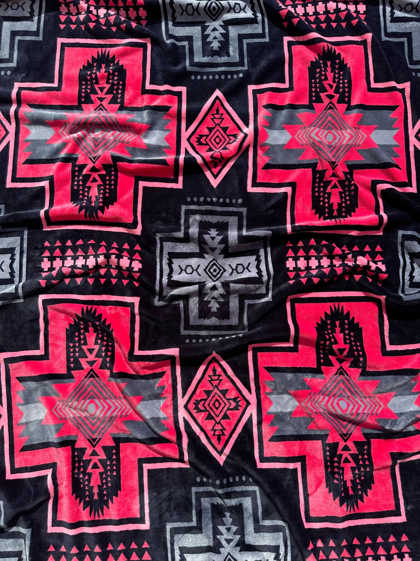 Black & Red Southwest Aztec Twin Flannel Blanket