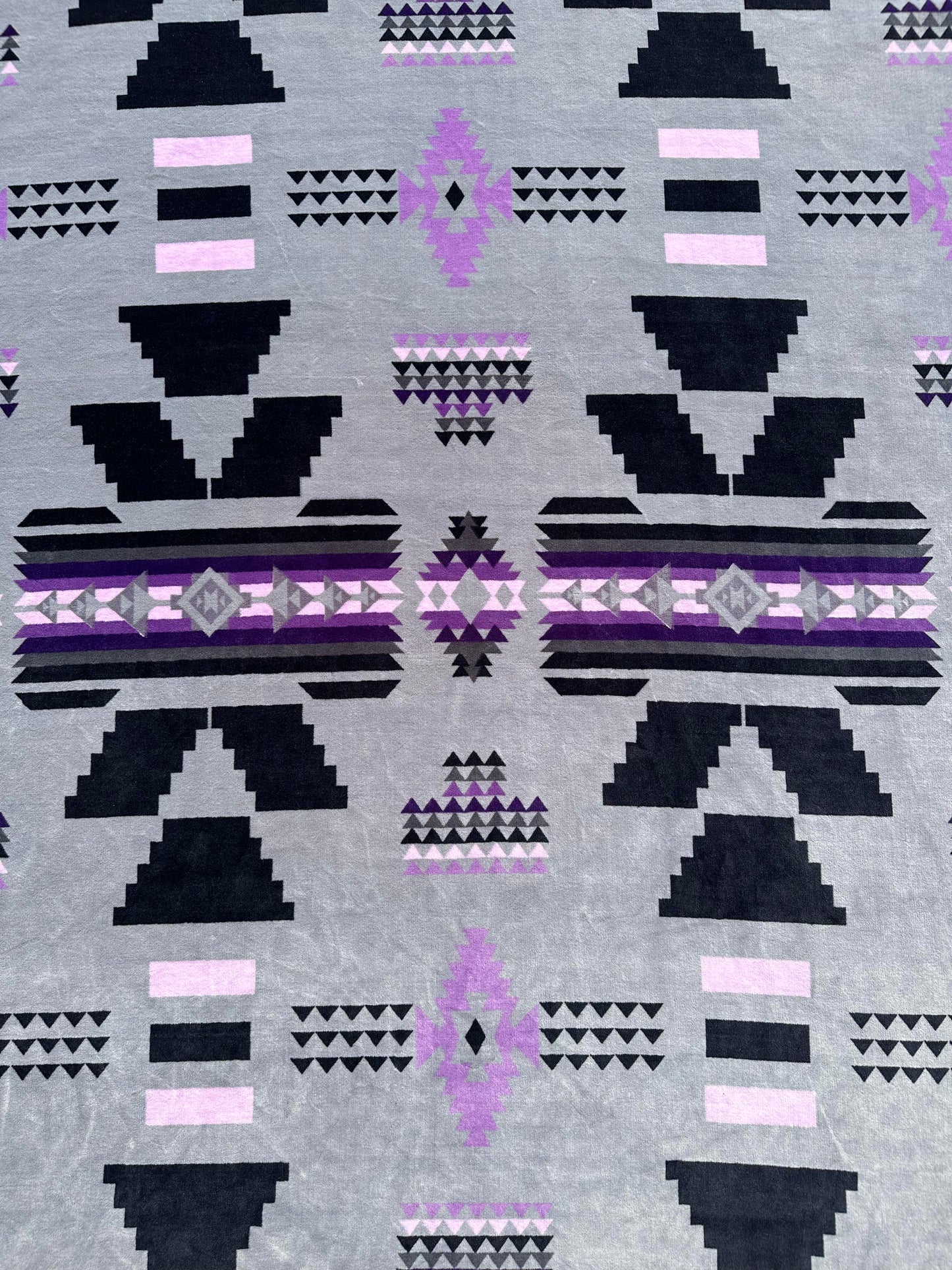 Gray & Purple Southwest Aztec Twin Flannel Blanket