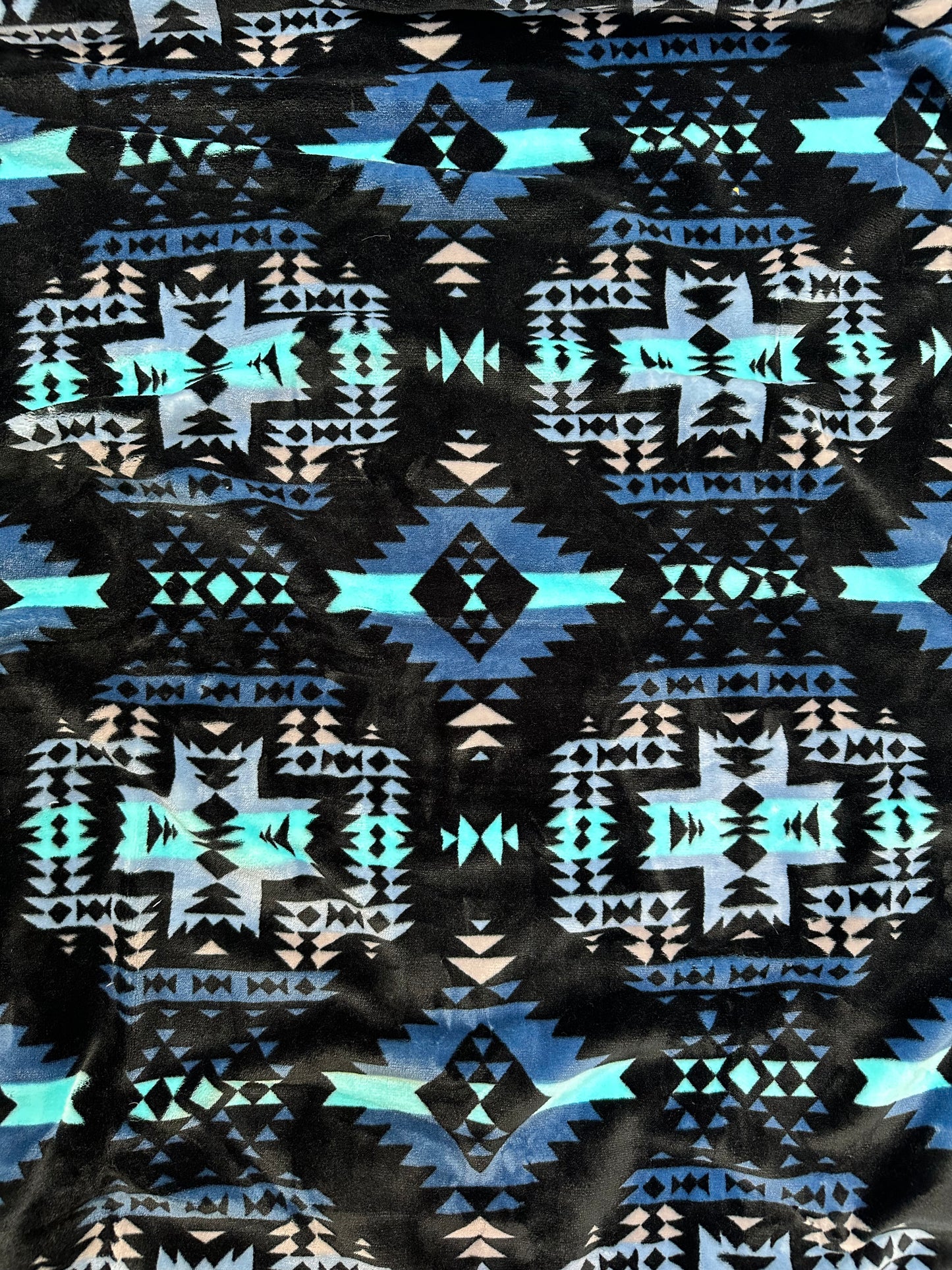 A16 - Black & Blue Southwest Aztec Flannel Blanket