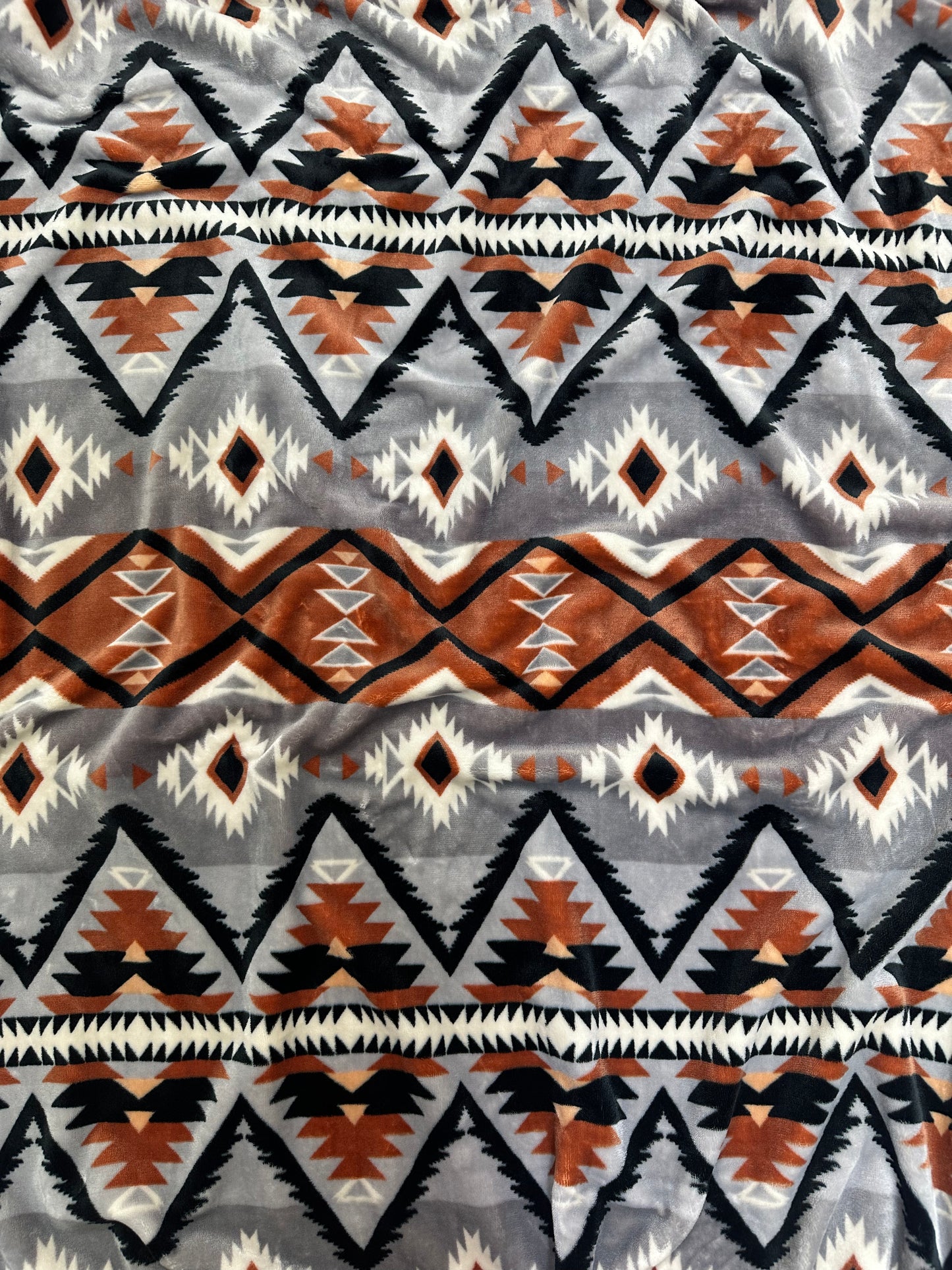 A5 - Gray Southwest Aztec Flannel Blanket