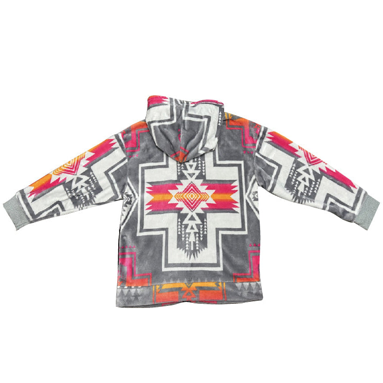 Gray & Pink Southwest Aztec Blanket Jacket