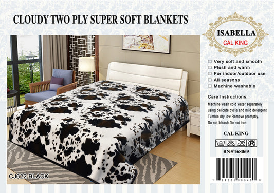 Cow Print Isabella 2 Ply Cloudy Blanket 5kg