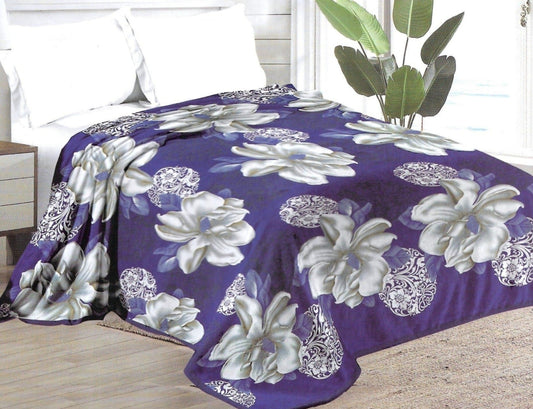 Blue Flower Flannel Blanket