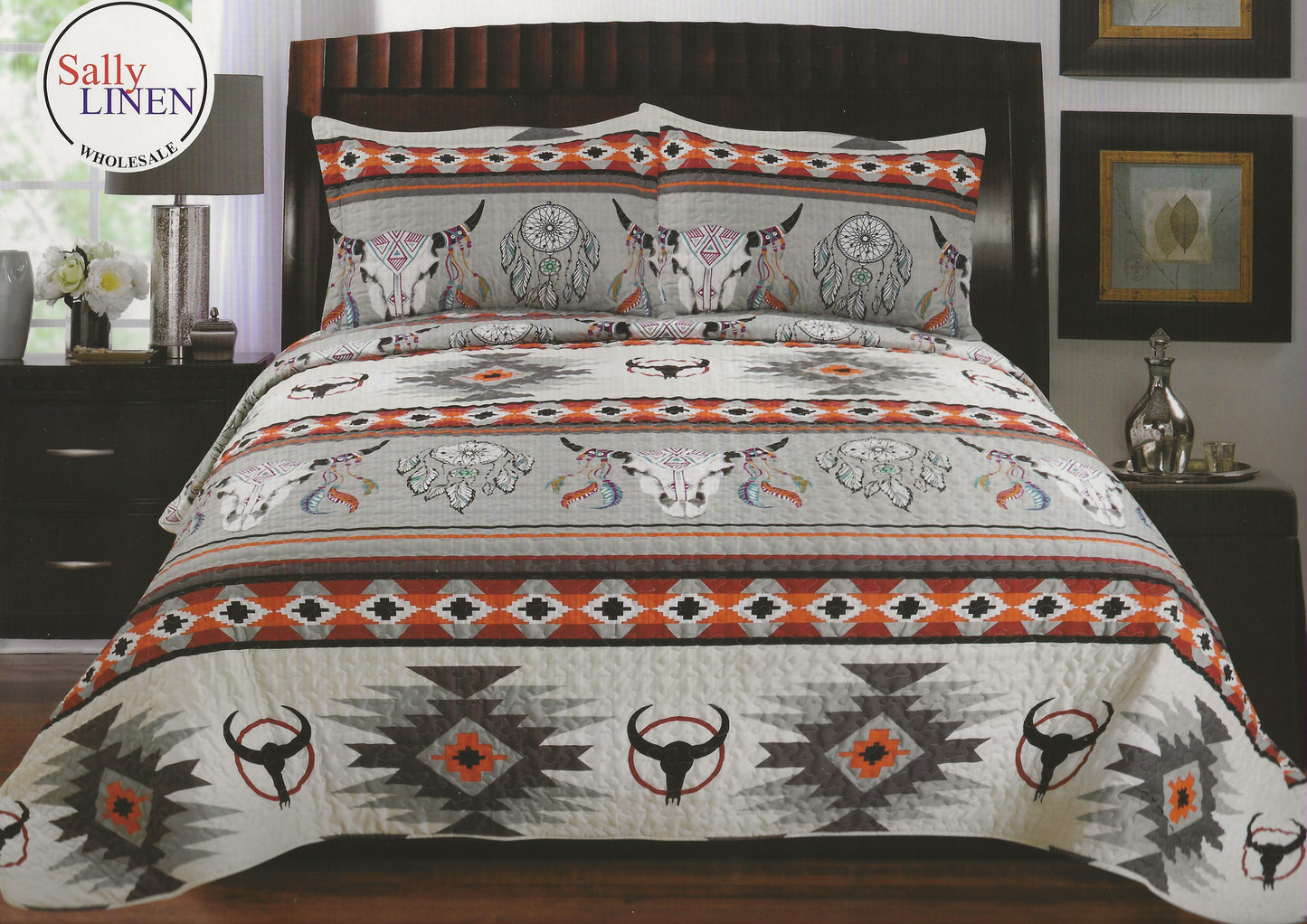 Gray Steer Southwestern Quilt