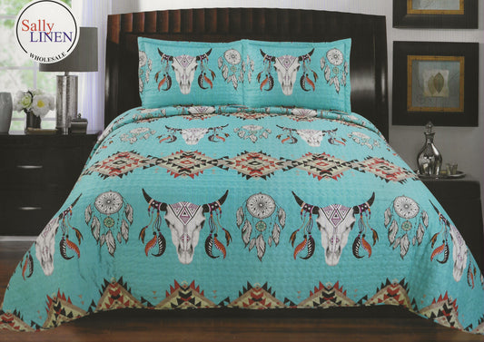 Turquoise Steer Southwestern Quilt