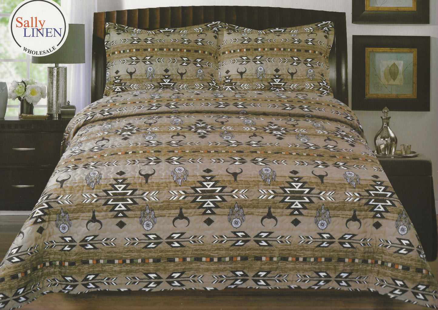 Brown Mini Steer Southwestern Quilt