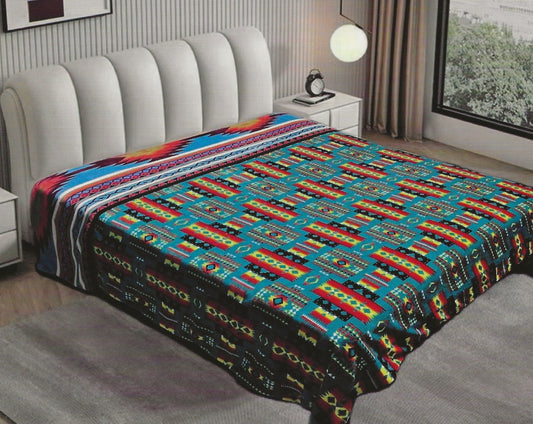 2Ply Reversible Aztec Flannel Blanket