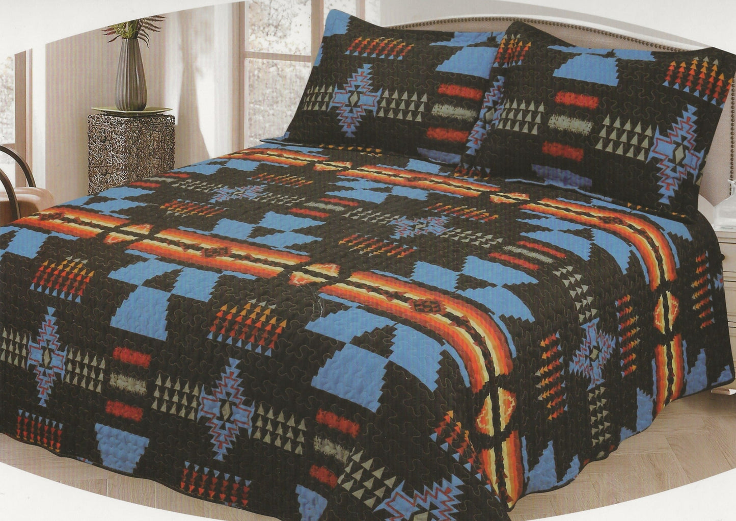 Black Aztec Southwestern Quilt