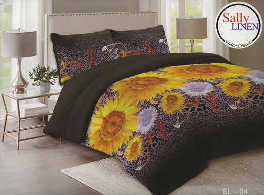 Black Sunflower Borrego Blanket Set