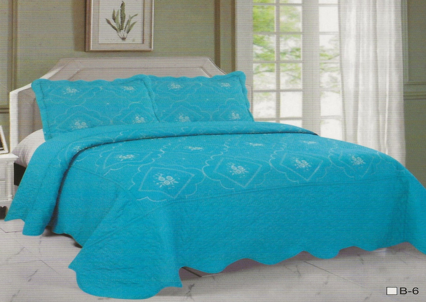 Hawaiian Blue Embroidery Quilt