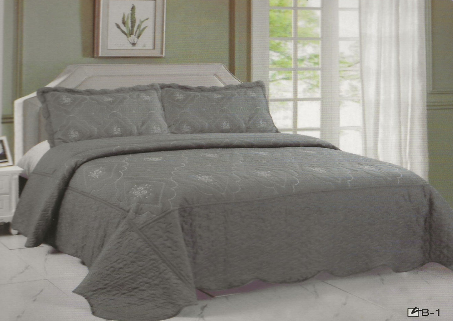 Gray Embroidery Quilt