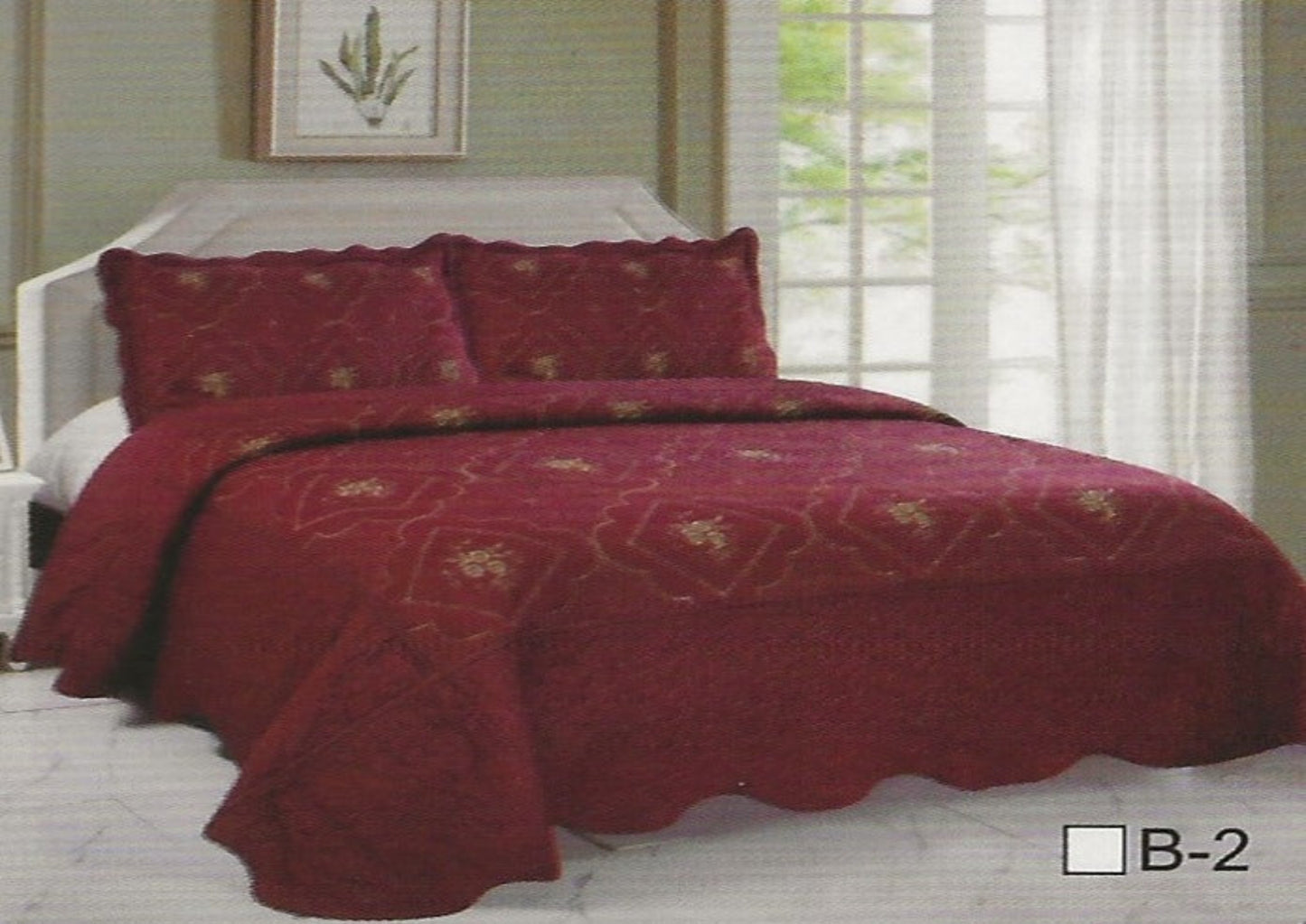 Burgundy Embroidery Quilt