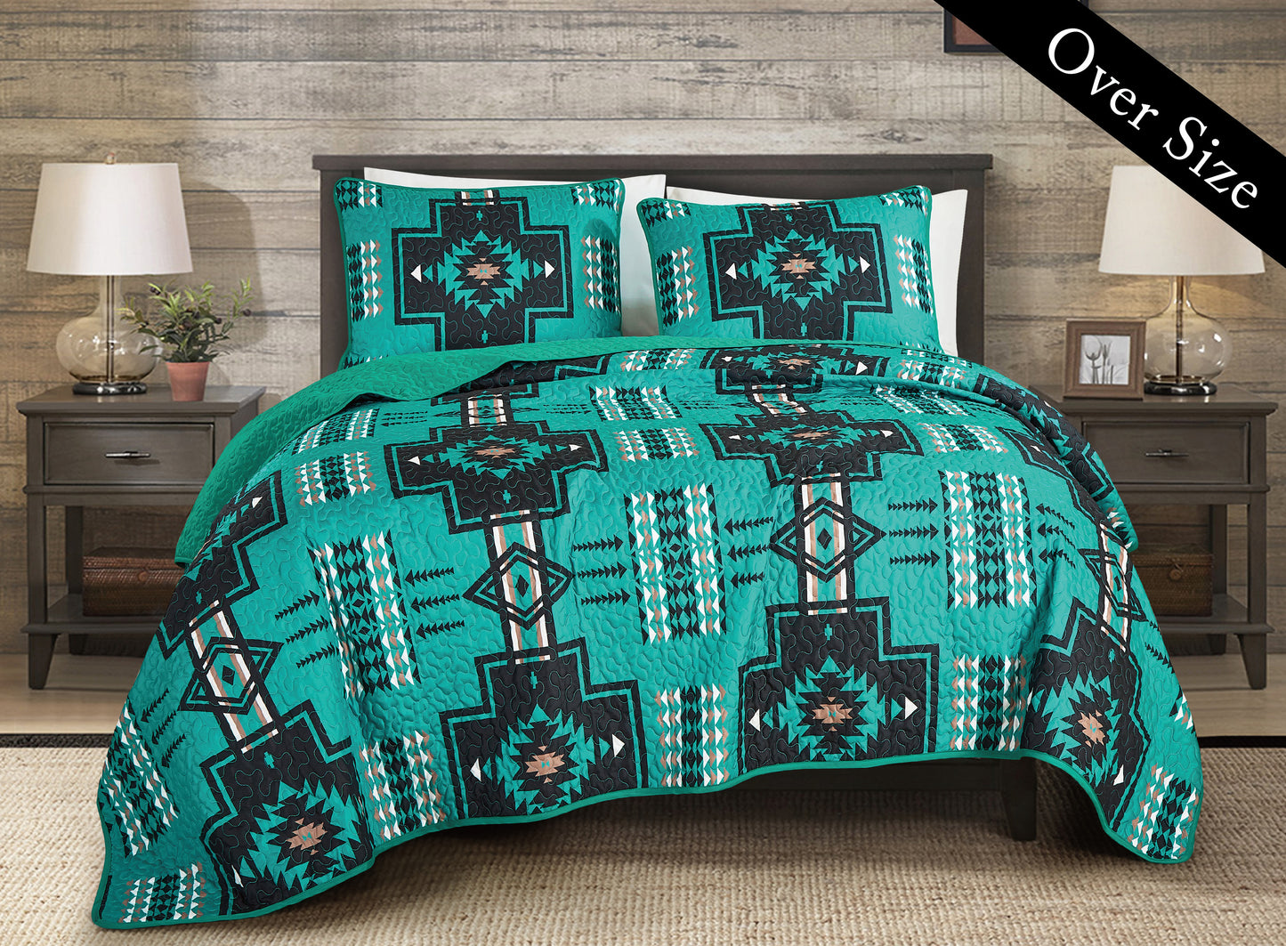 Teal Southwest Aztec Quilt Set