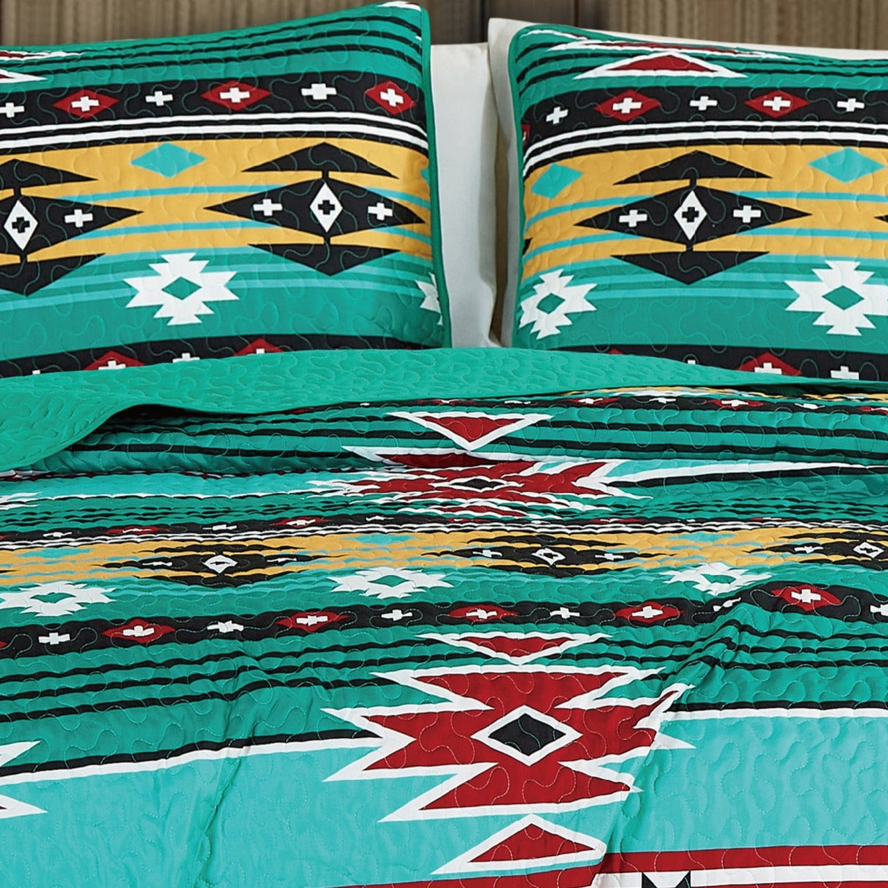 Turquoise Southwest Aztec Quilt Set