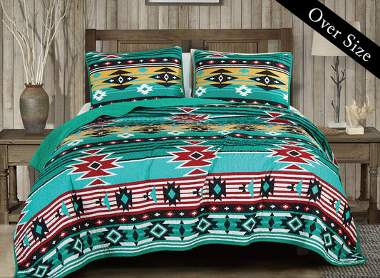 Turquoise Southwest Aztec Quilt Set