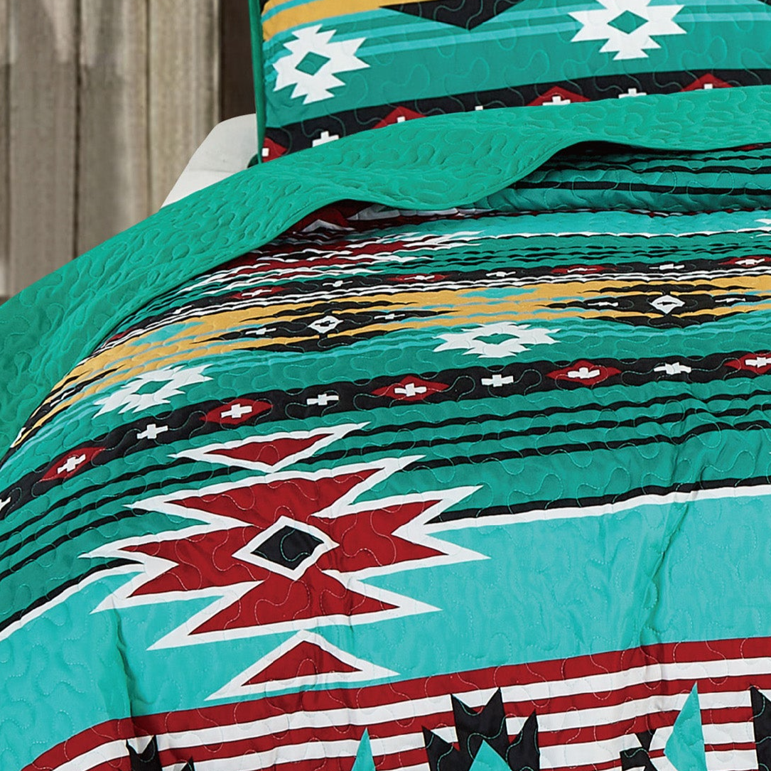 Turquoise Southwest Aztec Quilt Set