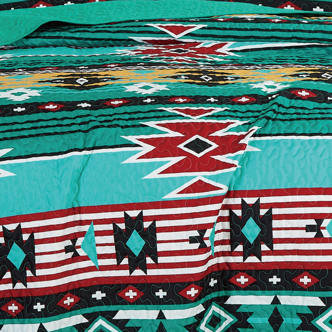 Turquoise Southwest Aztec Quilt Set