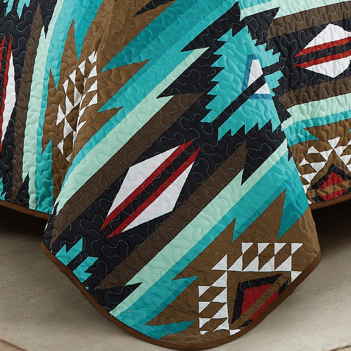 Turquoise & Brown Southwest Aztec Quilt Set