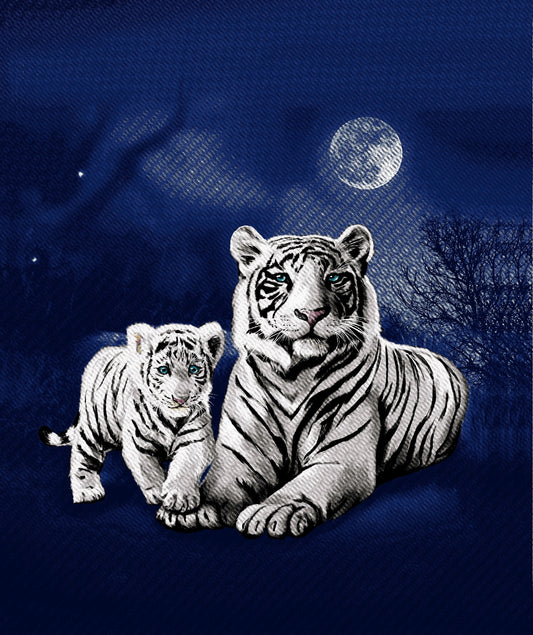 Full Moon White Tiger Oversized Queen Cloudy Blanket