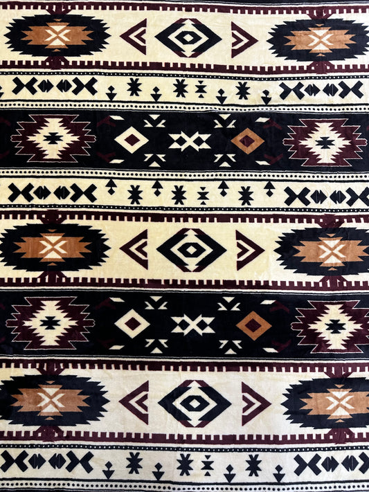 S14 - Brown Southwest Aztec Flannel Blanket