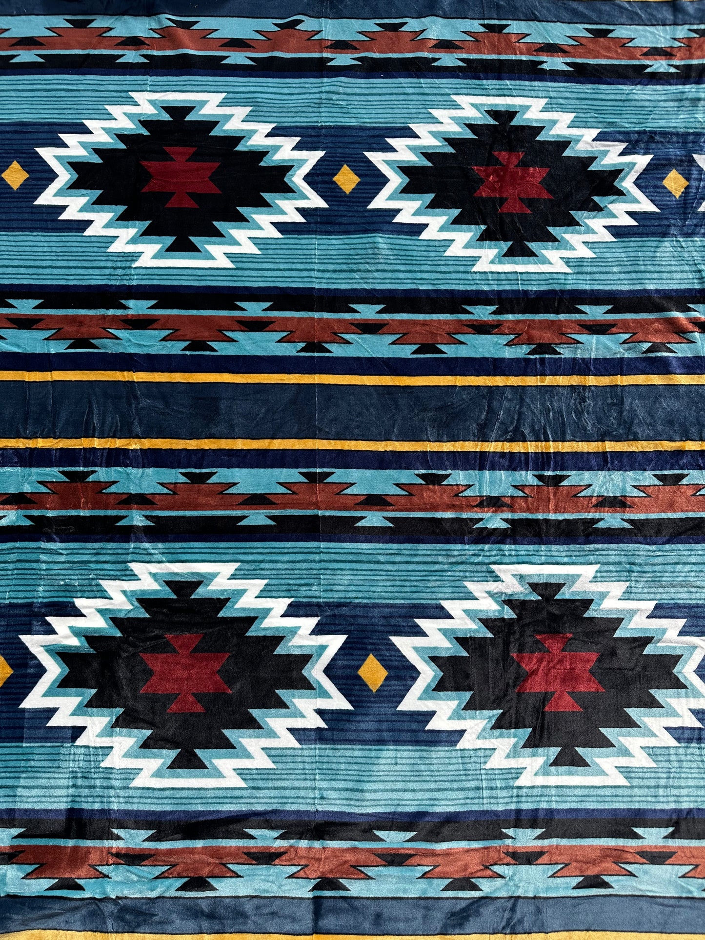 S12 - Navy & Turquoise Southwest Aztec Flannel Blanket