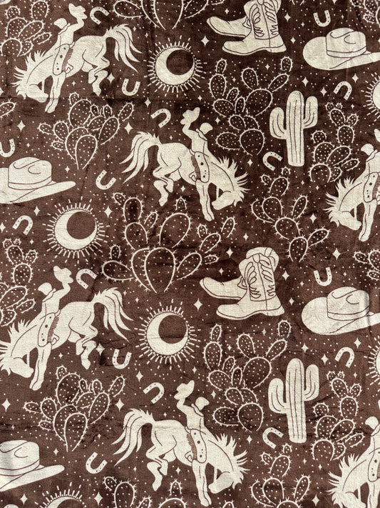S13 - Chocolate Western Cowboy Flannel Blanket