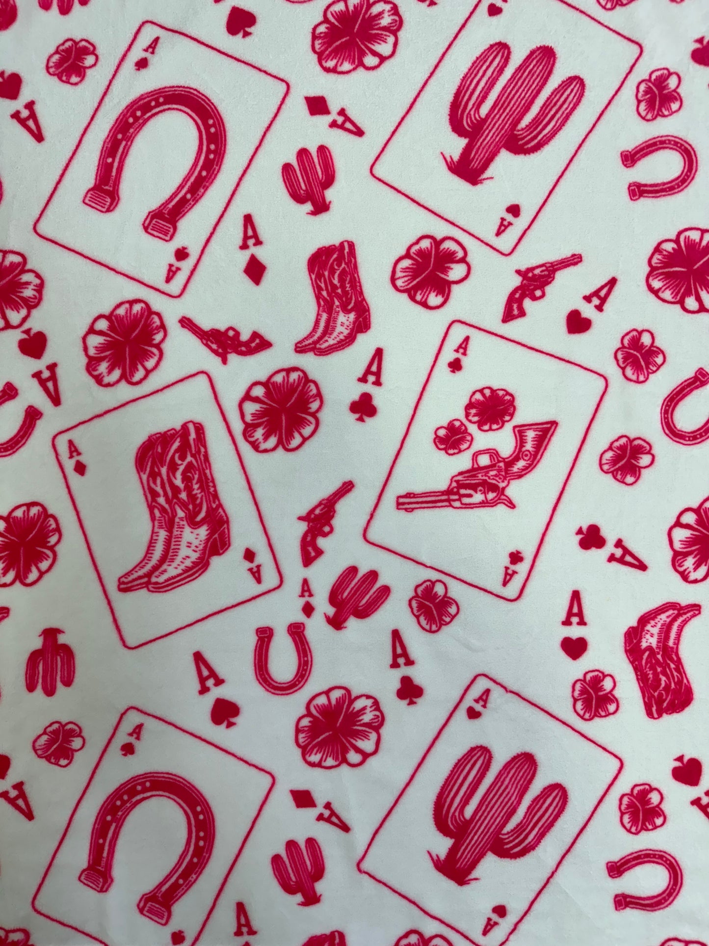 A23 - Hot Pink Western Cards Flannel Blanket