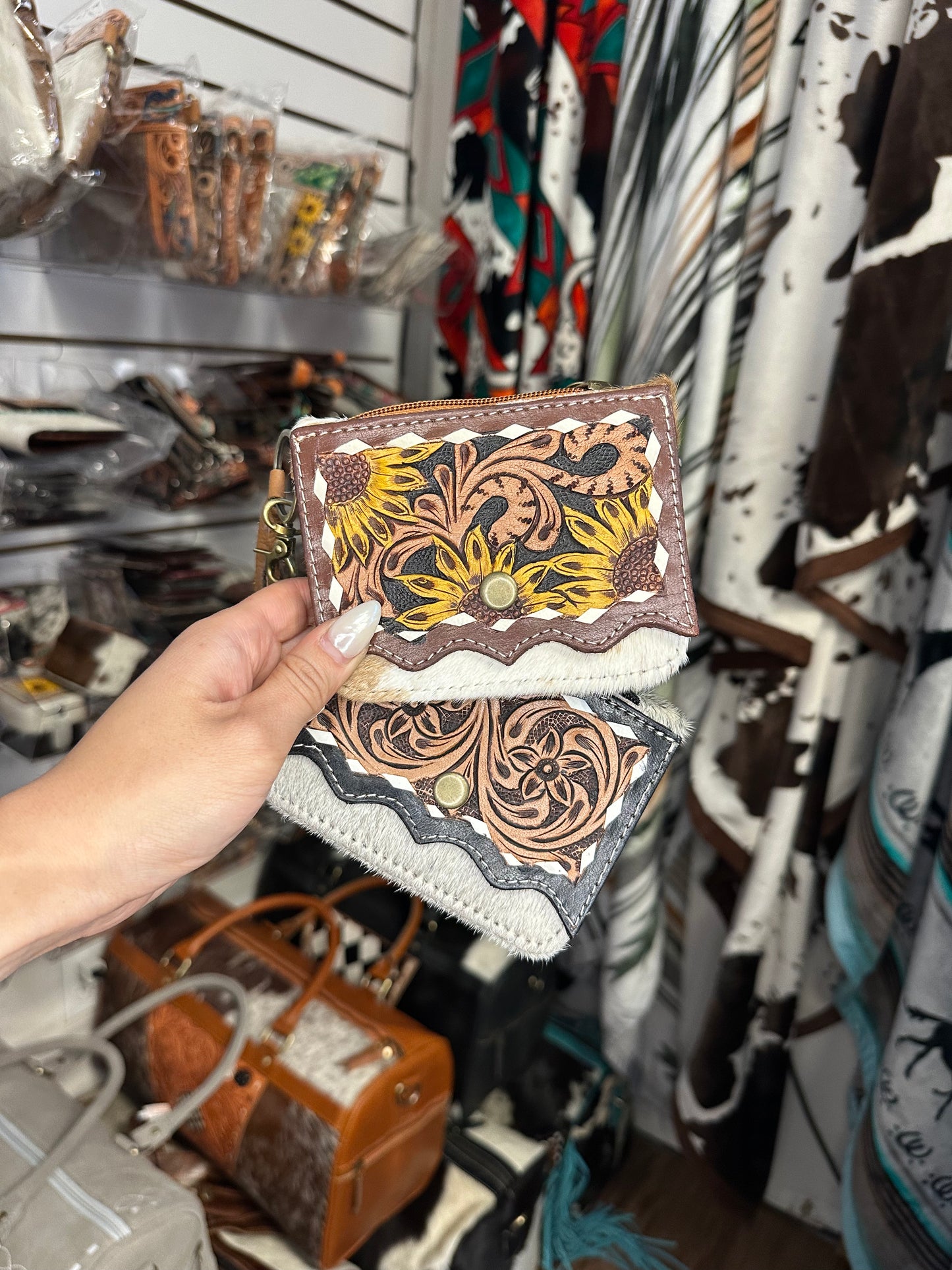 Genuine Western Cowhide Tooled Wallet & Tassel Charm