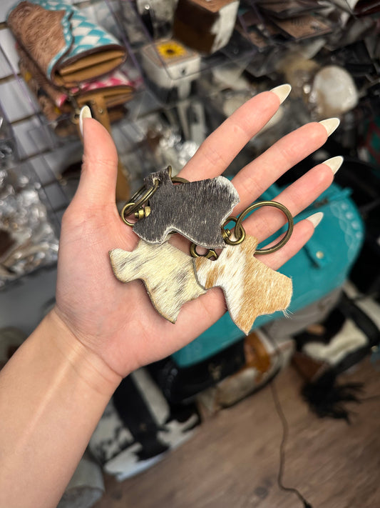Genuine Cowhide Texas Keychain