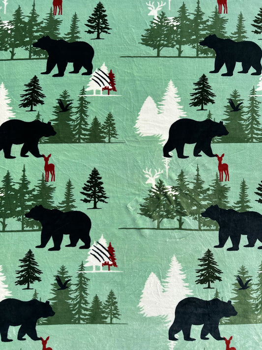 Green Bears Flannel Blanket