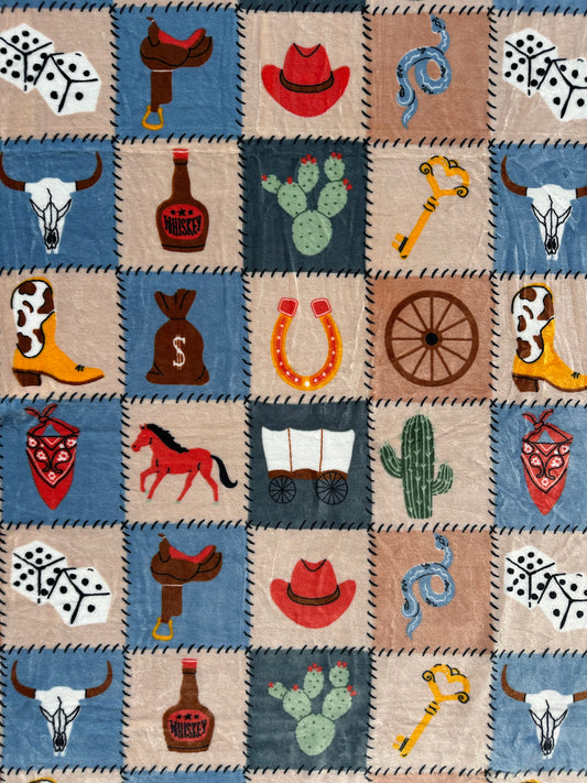 A51 - Western Checkered Flannel Blanket