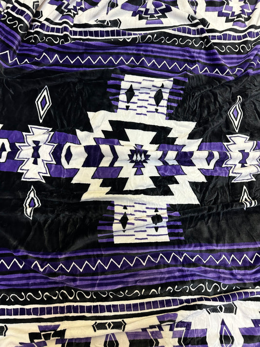 Purple & Black Southwest Aztec Blanket