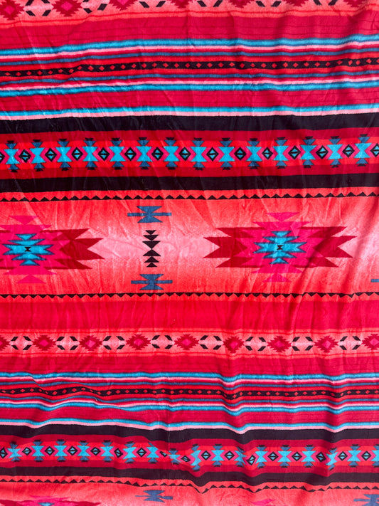 Red Southwest Aztec Twin Size Throw